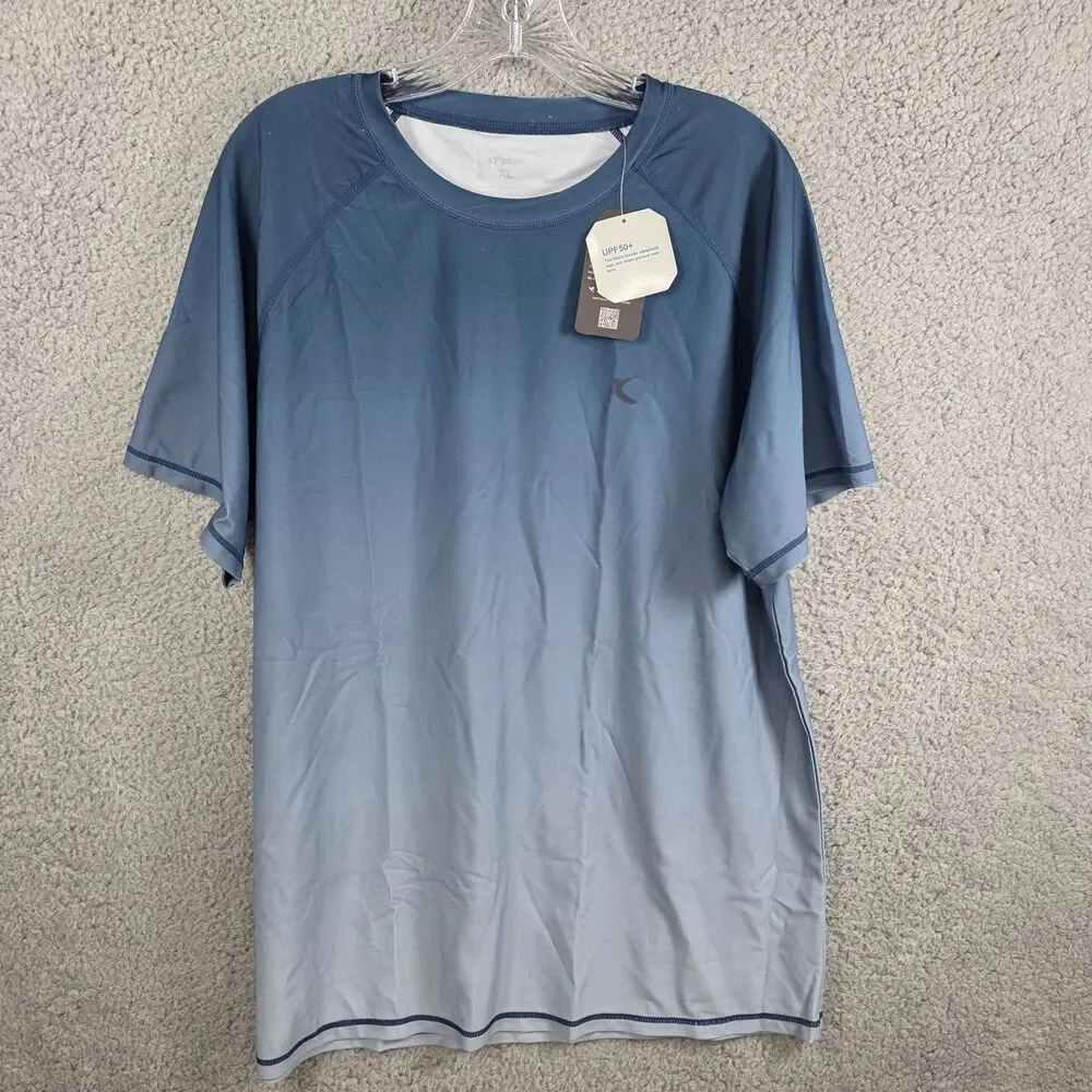 KPSUN Men's UPF 50+ Gradient Blue Sun Protection Shirt Size XL